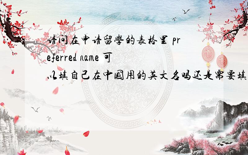 请问在申请留学的表格里 preferred name 可以填自己在中国用的英文名吗还是需要填什么名字