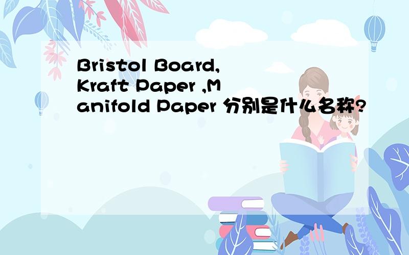 Bristol Board,Kraft Paper ,Manifold Paper 分别是什么名称?