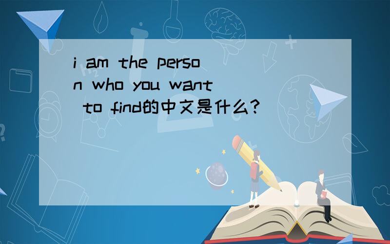 i am the person who you want to find的中文是什么?