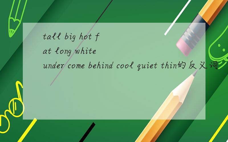 tall big hot fat long white under come behind cool quiet thin的反义词